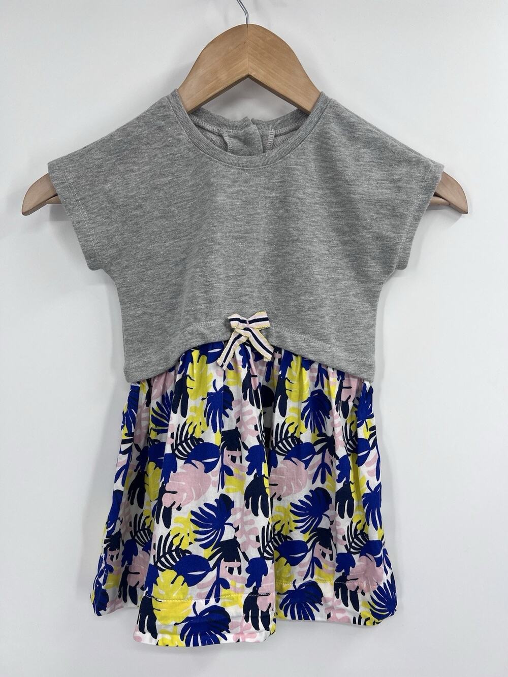 Jean Bourget Layered Look Sweatshirt Leaf Print Dress 3T